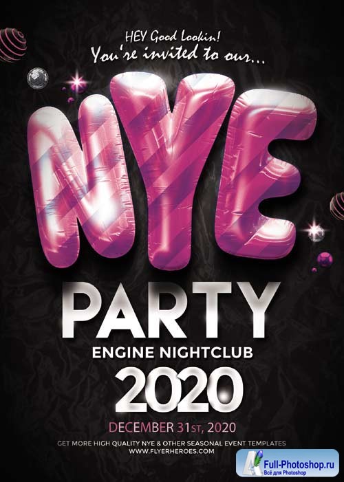 NYE Party psd flyer template