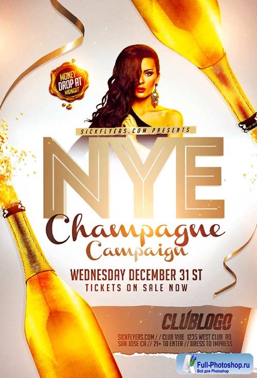 Champagne Campaign psd flyer template