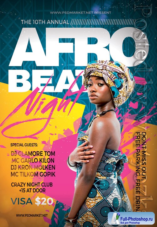 Afro beat night - Premium flyer psd template