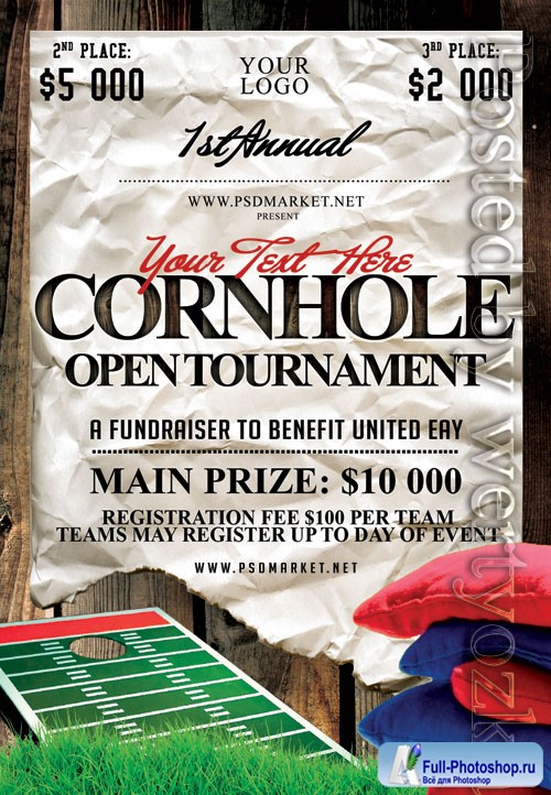 Cornhole tournament event - Premium flyer psd template
