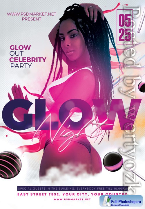 Glow party - Premium flyer psd template