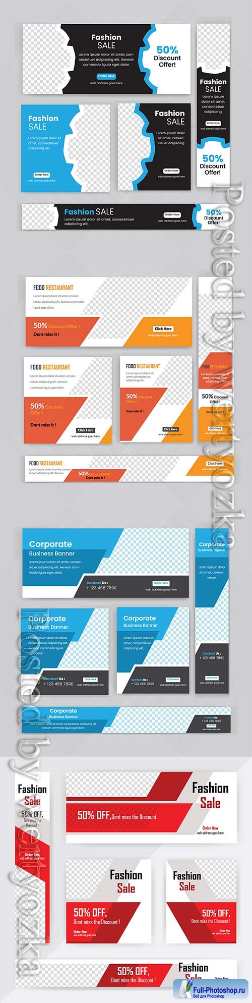 Web banner vector set design, business concept