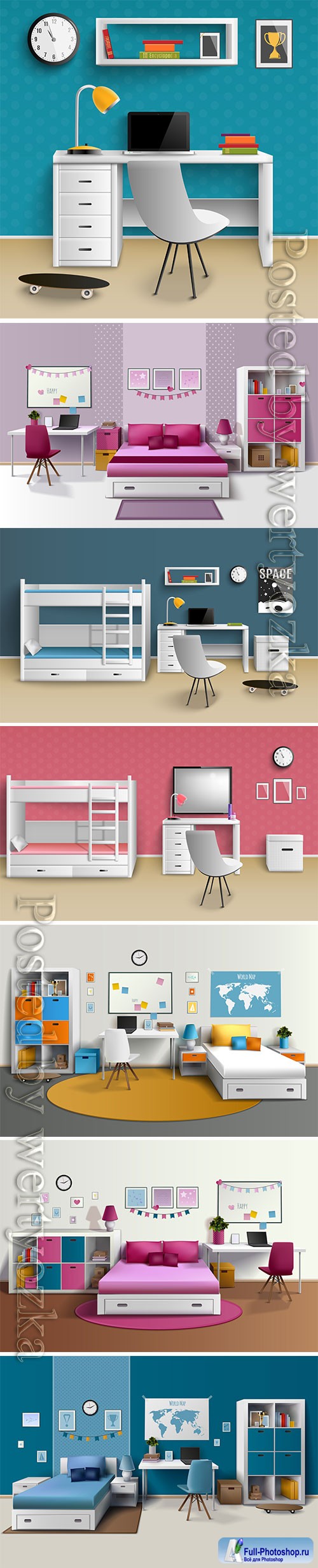 Realistic home interior vector template # 6
