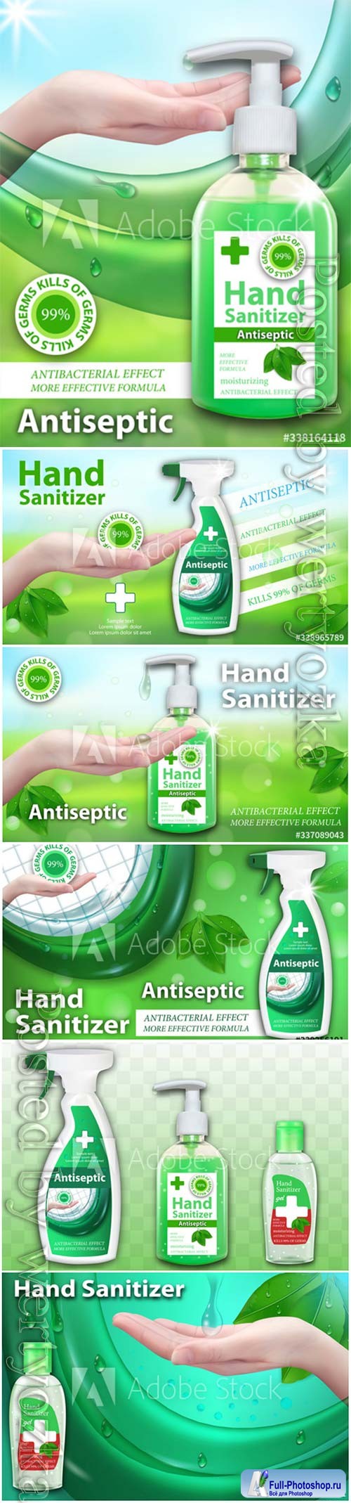 Antiseptic for hands in bottles vector design