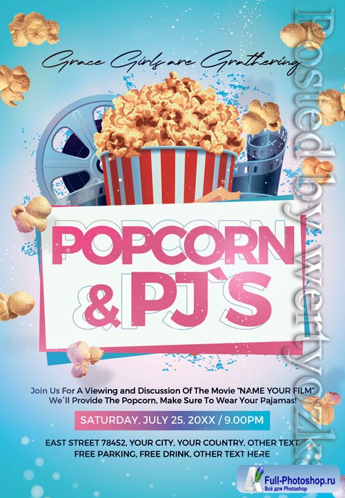 Popcorn pjs - Premium flyer psd template