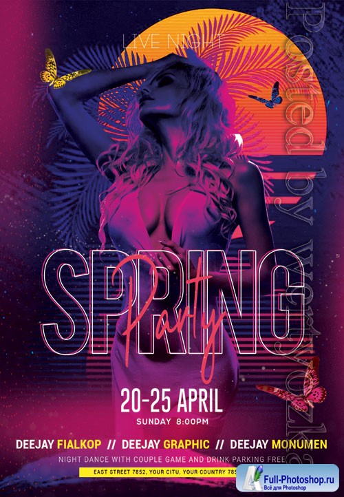 Spring party event - Premium flyer psd template