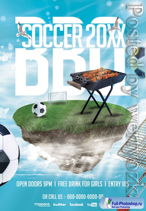 Soccer bbq - Premium flyer psd template