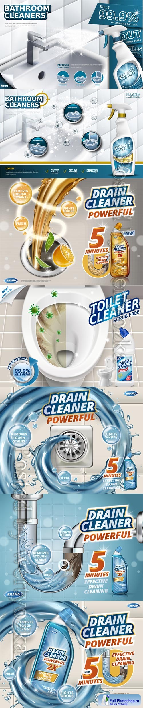 Vector cleaners ads vector collection