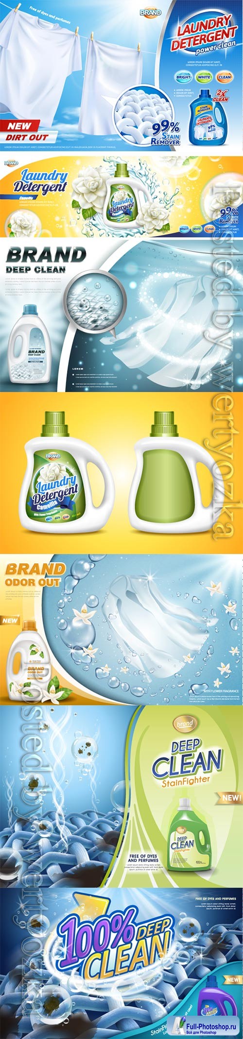 Laundry detergent ads vector collection