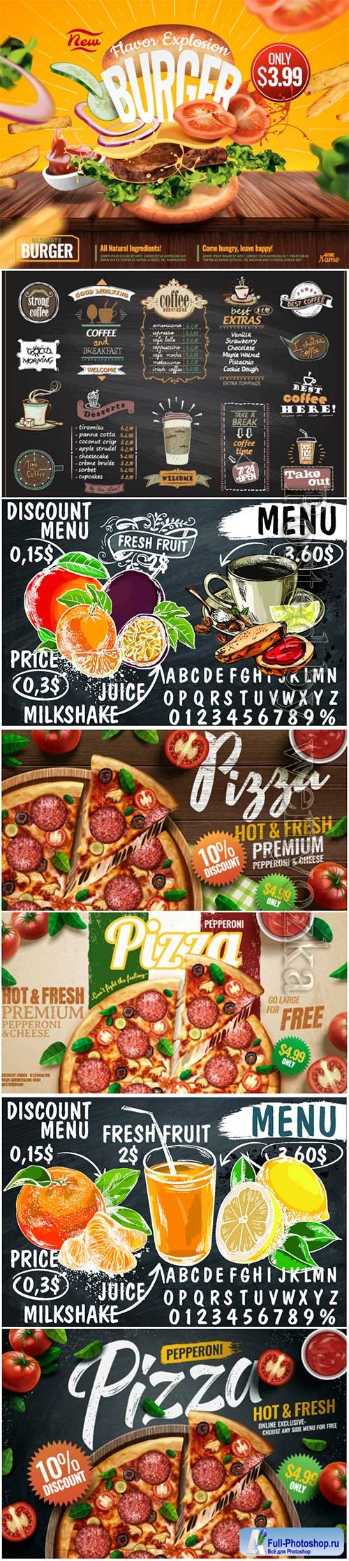 Advertising vector food posters, menu