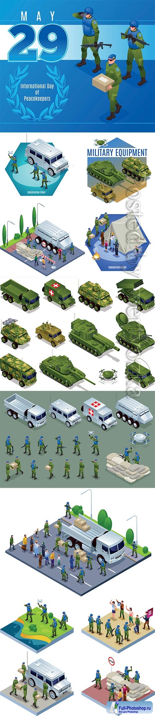 Army transport combat vehicles collection with tanks military vehicles set isometric icons