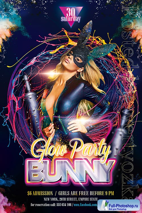 BOF Bunny Glow Party - Premium flyer psd template