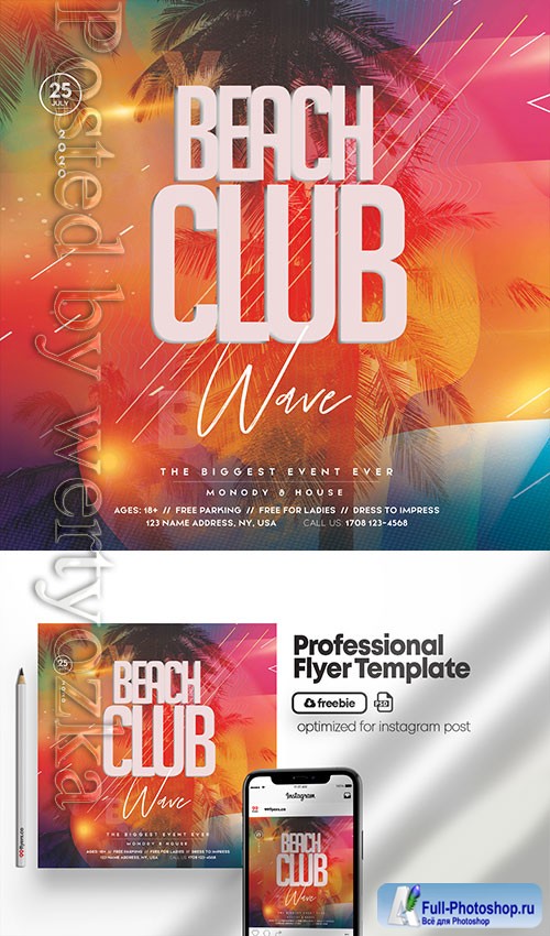 Beach Club Party - Premium flyer psd template