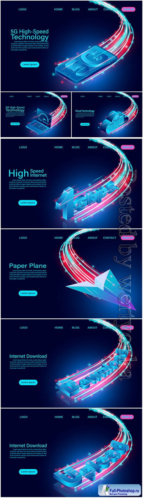 Banner with Internet concept isometric illustration