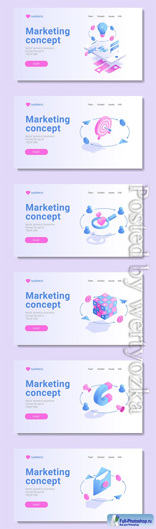 Set of banners with isometric vector illustration # 7