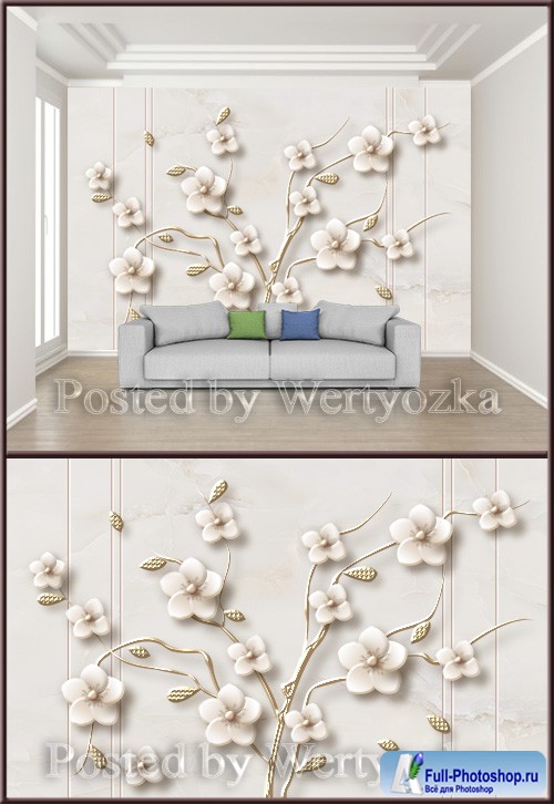 3D psd background wall fashion three dimensional flower