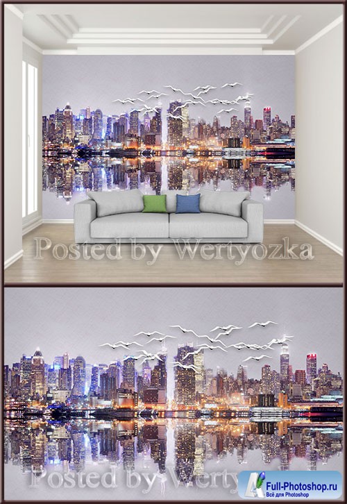 3D psd background wall nordic style colorful relief urban