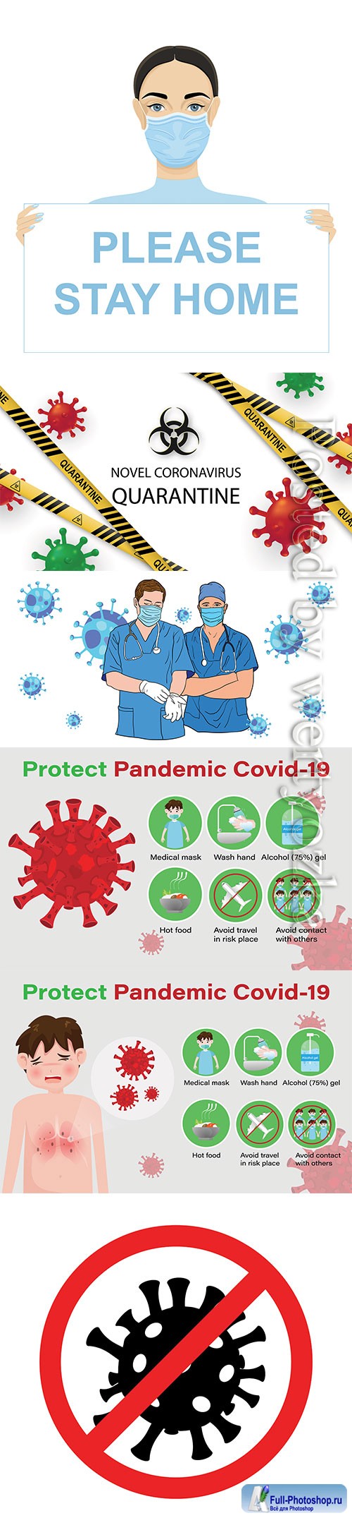 Coronavirus or Covid-19 vector elements