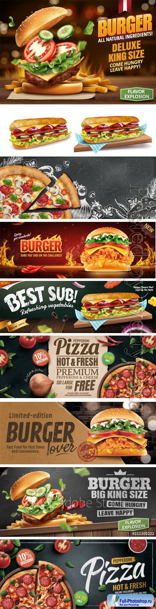 Fast Food, Pizza, Burger, Hot Sandwiches