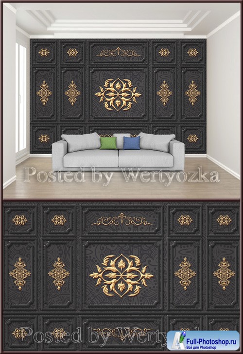 3D psd background wall black gold fashion european style