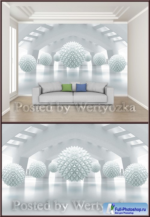 3D psd background wall creative three dimensional space ball