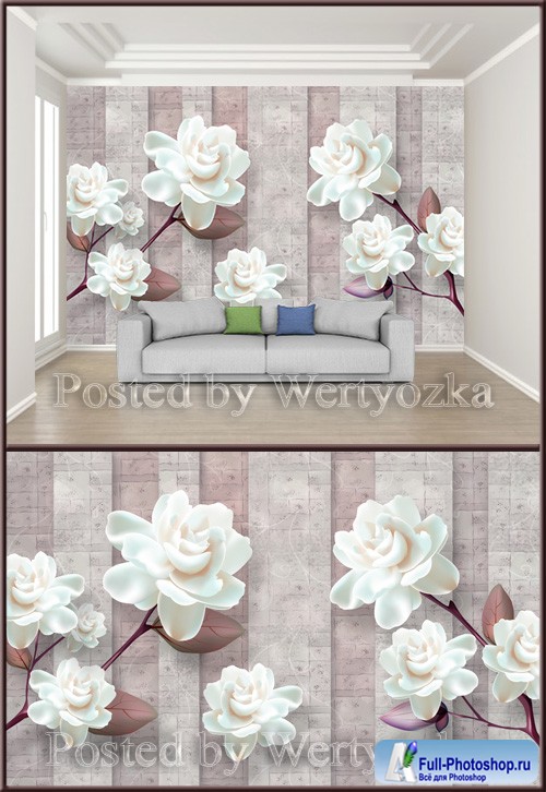 3D psd background wall three dimensional flower