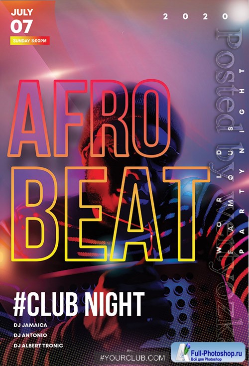 Afro Beat Club Night - Premium flyer psd template