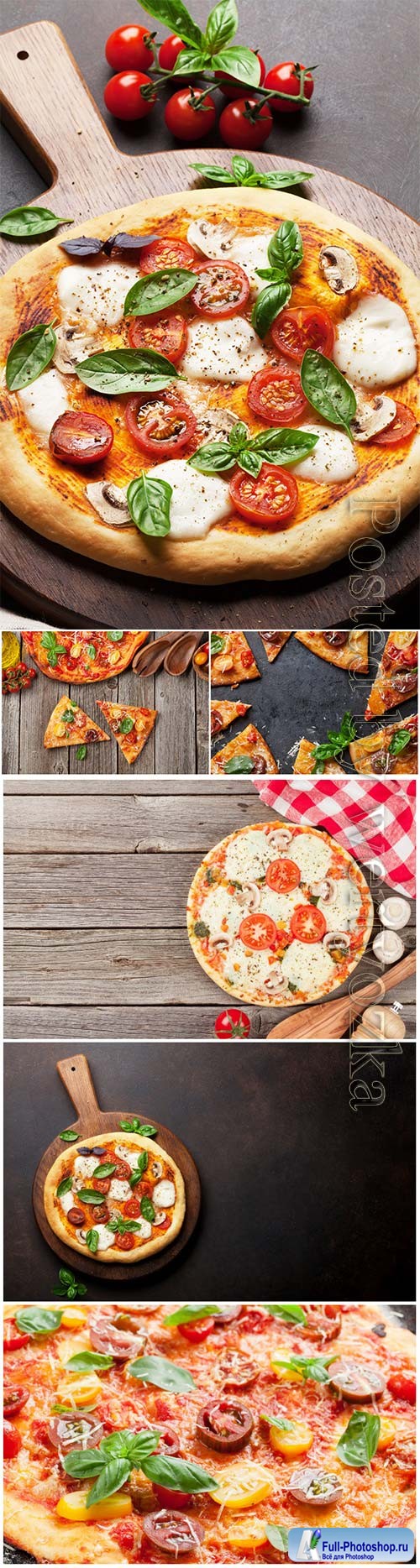 Pizza with tomatoes mozzarella and basil beautiful stock photo