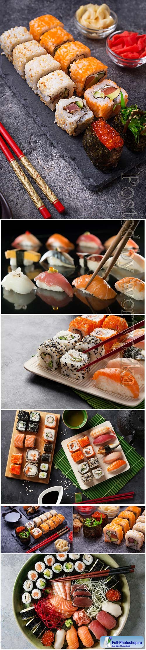 Sushi and roll set beautiful stock photo