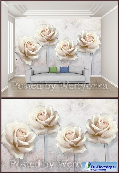 3D psd background wall minimalist embossed rose