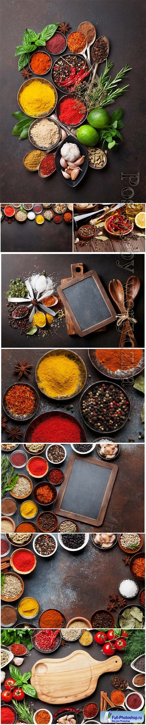 Various spices and herbs beautiful stock photo