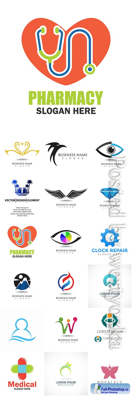 Logos in vector, business icons, emblems, labels