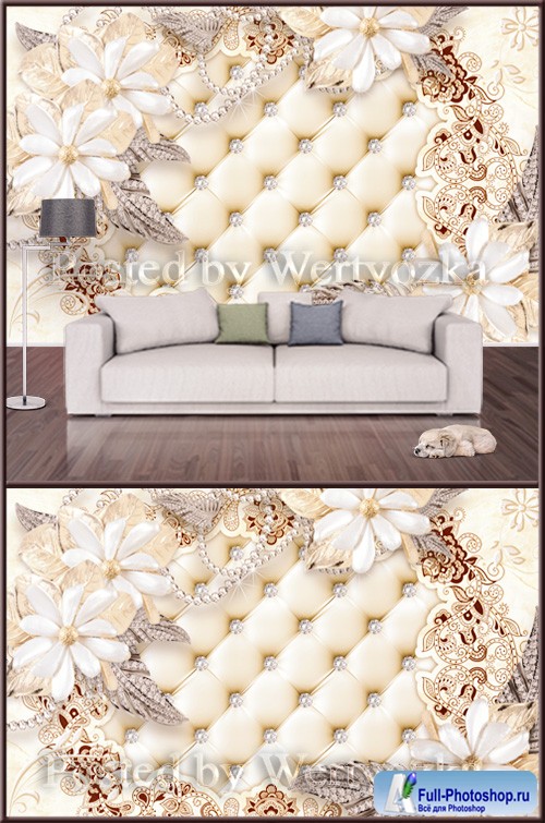 3D psd background wall jewelry flower