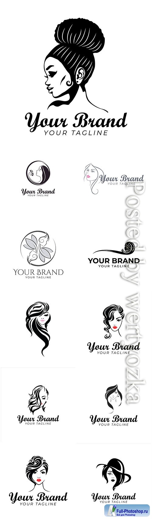 Beautiful logo template of woman and hair