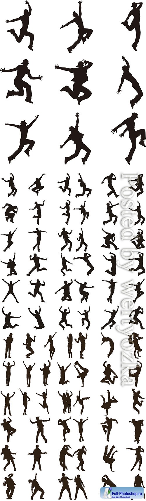 Happy people vector silhouettes