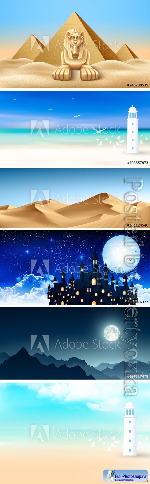 Backgrounds and landscapes in vector