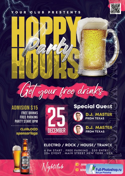 Happy Hour Club Party - Premium flyer psd template