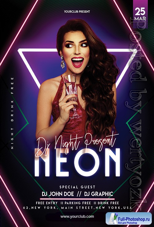 Neon Night - Premium flyer psd template