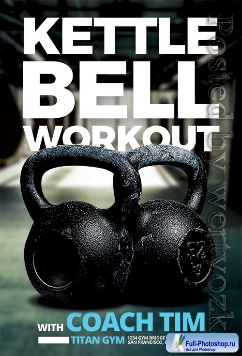Kettlebell Workout Fitness - Premium flyer psd template