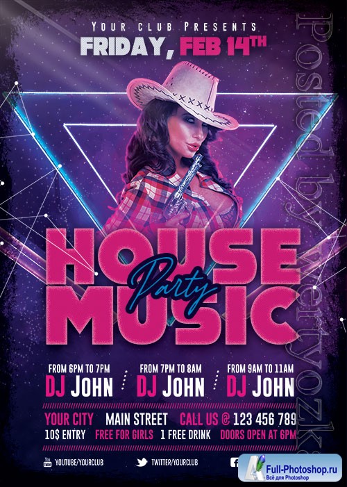 House Music Party - Premium flyer psd template