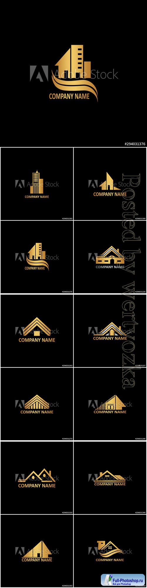Golden abstract building logo icon vector design concept