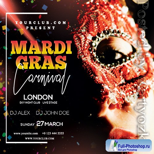 Mardi Gras Carnival - Premium flyer psd template