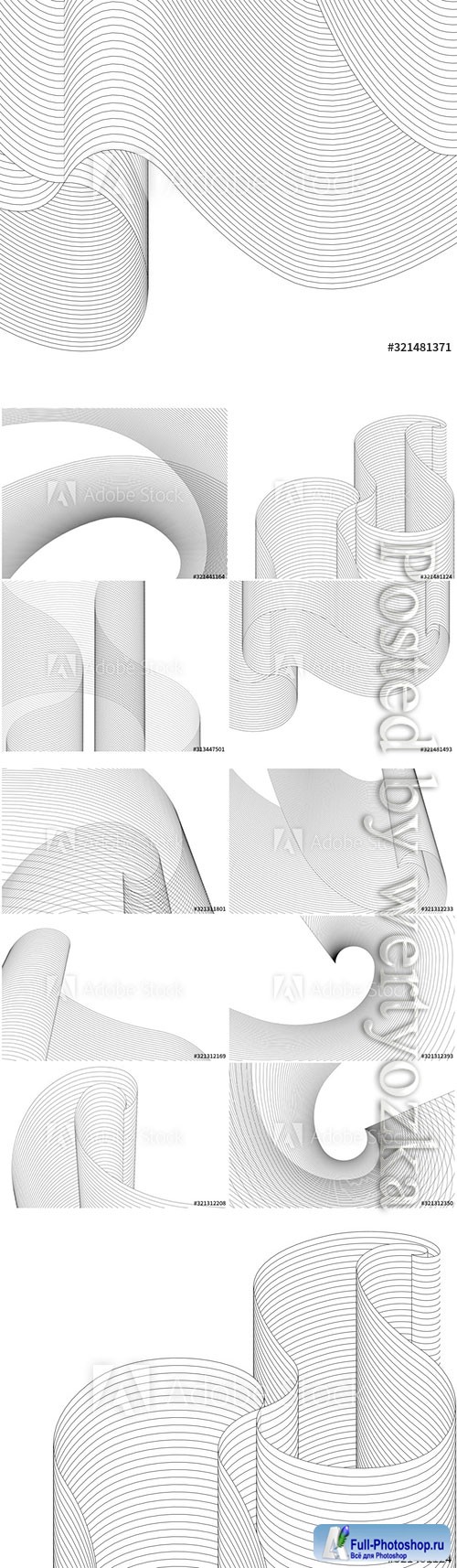 Abstract linear shapes 3d vector illustration