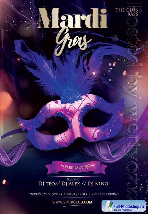 Mardi Gras Celebration - Premium flyer psd template