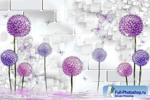 Flowers and butterflies multilayer PSD source with 3D effect