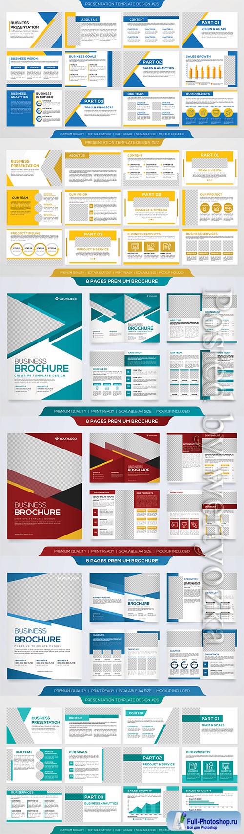 Set of business presentation template with minimalist style and modern layout