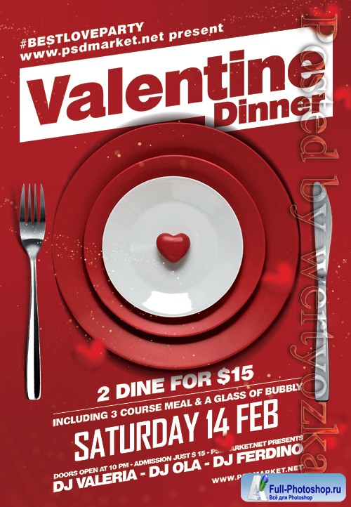 Valentine dinner - Premium flyer psd template