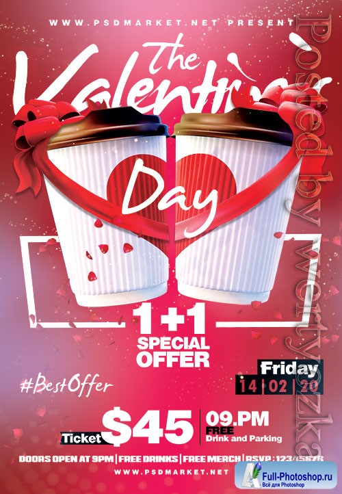 The valentines day party - Premium flyer psd template