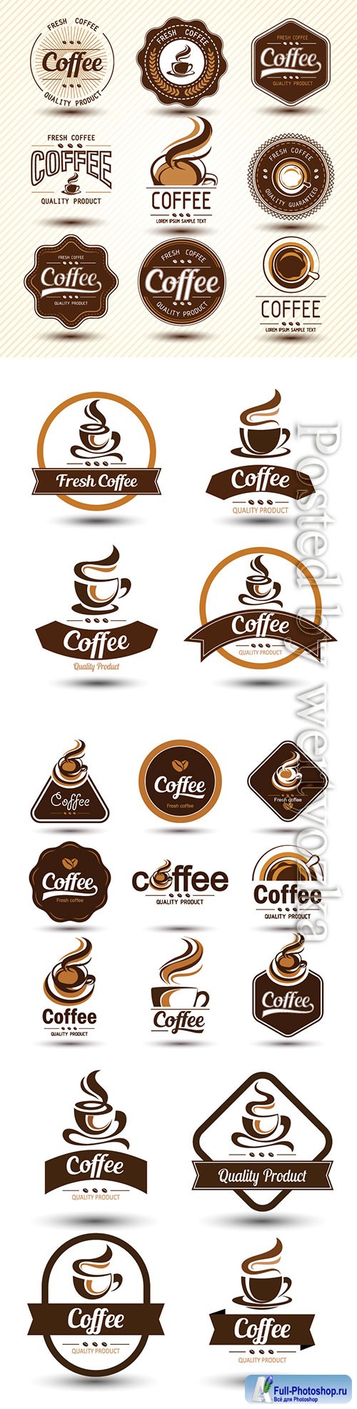 Coffee label collection vector illustration
