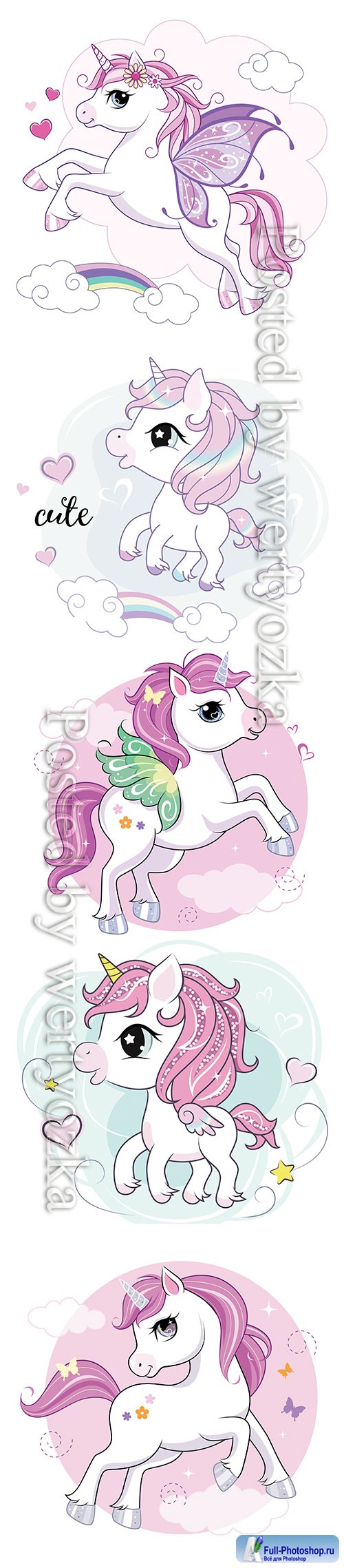 Cute little unicorn character on mint colored background